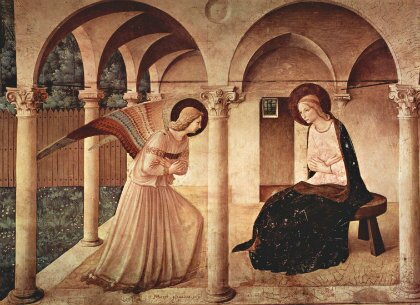 Благовещение. Фреска работы Фра Анжелико из монастыря Сан-Марко во Флоренции
