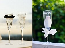 Оформление свадебных бокалов: свежий взгляд